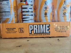 lot 19715 image: Prime Hydration Drink Orange Swirl 12-Pack 16.9 FL OZ Bottles