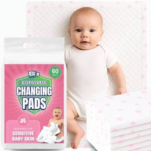 lot 19730 image: Eli with Love Disposable Baby Changing Pads - Soft, Waterproof & Leakproof Liners Absorbent Underpads - Large Travel Size Diaper Changing Mat for Home, Car, Diaper Bag - (60 Pack, Floral)