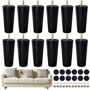 lot 19732 image: Bcedivo FabricJoy 12 Pack 8 Inch Plastic Furniture Legs Replacement Couch Legs Chair Feet Dresser Sofa Table Cabinet Bed Furniture Feet with M8 T-Nuts Screws Tapered for Home DIY Projects