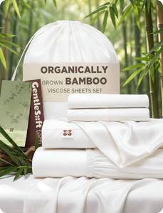 lot 19735 image: Bedsure PureWoven 100% Viscose Derived from Bamboo, California King Sheets