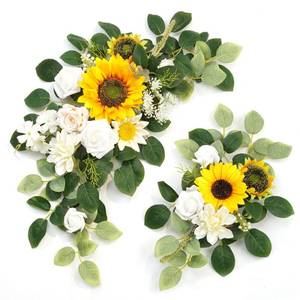 lot 19740 image: Piklado Wedding Decor (Pack of 2) Welcome Sign Flower Backdrop Garland for Ceremony Reception Wall Easel Home Decoration Entryway Faux Outdoor Board Head Table Decor (Sunflower)