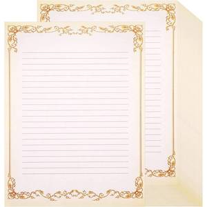 lot 20054 image: Sabary 200 Sheets Lined Stationary Writing Paper 8.5 x 11 Inch Fancy Vintage Stationery Letters Paper Lined Antique Retro Sheets for Letters Invitations Resume(Gold)