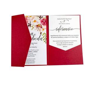 lot 20058 image: MillaSaw 25pcs Red Laser Cut Wedding Invitation Envelope Pocket For Wedding Anniversary, Quincea�era Party Invite, Engagment Bridal Shower (red)