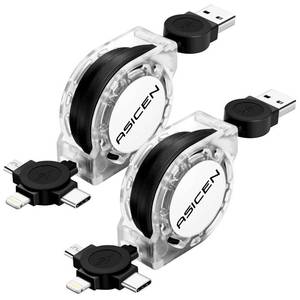 lot 20060 image: 3 in 1 Retractable Multi Charging Cable, Fast Charging Cord, 2Pack,3.3Ft