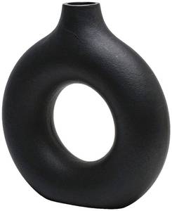 lot 20061 image: CEMABT Black Donut Vase Hollow Ceramic Vase for Flowers Handmade Minimalist Boho ins Style Modern Home Decor for Wedding Dinner Table Party Living Room Office Bedroom