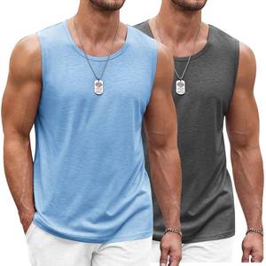 lot 20062 image: COOFANDY Men Casual Sleeveless Tank Top Gym Muscle Tee Shirts Fitness Bodibuilding Tank, Large GreyLight Blue