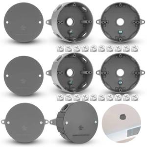 lot 20069 image: Juexica 4 Set 4 Old Work Round Electrical Box with Cover, Classic, Gray