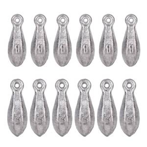lot 20072 image: 12pcs Fishing Weights Sinkers Kit, 1 Oz & 2 Oz Fishing Weight Teardrop Metal Drop Shot Fitting for Sea Saltwater Dockside