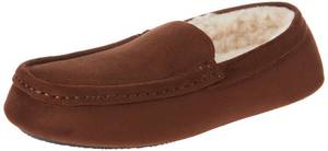 lot 20075 image: Amazon Essentials Mens Memory Foam Moccasin Slippers, Dark Toffee Brown Microsuede, 13