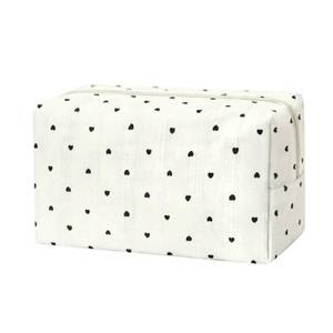 lot 20123 image: Ksriylm Cute Black Dots Makeup Travel Canvas Bag for Purse Portable Organizer Toiletry Bag Hearts Zipper Initial Make Up Pouch Small Cosmetic Case for Travel Accessories Large