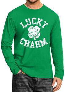 lot 20124 image: KVADN St Patricks Day Shirt Men Shamrock Long Sleeve Tops Irish Shirts Saint Patricks Day T-Shirt Medium