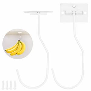 lot 20128 image: Sexoeie 4Pcs Banana Hanger Magnetic Folding for Easy Storage,Banana Hook Under Cabinet Easy to Clean,Metal Banana Holder Two Fixed Methods Convenient and Durable (White)
