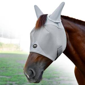 lot 20139 image: Fornyk Horse Fly Mask with Ears, UV Block Breathable Mesh (Grey, L) (Used)