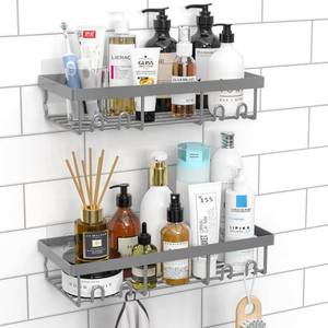 lot 20147 image: Moforoco Shower Caddy Shelf Organizer Rack, Self Adhesive Black Bathroom Shelves Basket, Home Farmhouse Wall Inside Organization and Storage Decor Rv Accessories, First Camper Apartment Essentials