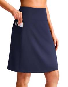 lot 20164 image: G Gradual Womens 20 Knee Length Golf Skirt Skort 4 Side Pockets Stretch High Waisted Tummy Control Skirt with Shorts Large Royal Blue