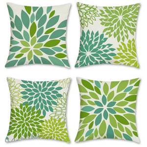 lot 20165 image: Bonhause Lime Green Pillow Covers 18 x 18 Inch Set of 2 Outdoor Geometric Dahlia Pinnata Floral Decorative Throw Pillow Cases Linen Cushion Covers for Sofa Couch Car Bedroom Home Decor (2 Only, Red)