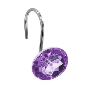 lot 20174 image: Crystal Diamond Round Shower Curtain Hooks Rings for Bathroom,Purple,12PCS