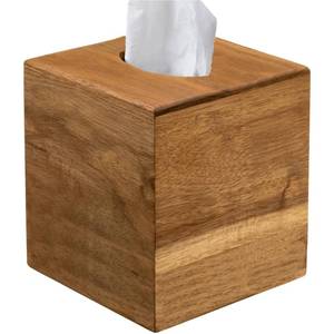 lot 20182 image: Chicvilla Tissue Box Cover Square, Acacia Wood Tissue Box Holder with Slide-Out Bottom, Wooden Tissue Box Cover Cube for Bathroom, Bedroom, Dinner Table, 5.5 x 5.5 x 6.1 inches