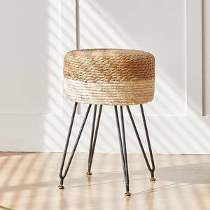 lot 1456 image: ALeesing Vanity Stool Wicker Boho Makeup Chair Natural Seagrass White