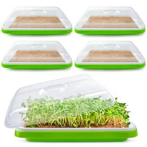 lot 1459 image: Microgreens Growing Trays with Lids and Coconut Fiber Mat,Seed Sprouter Tray with Drain Holes,Seed Starter Tray Reusable,Microgreens Growing Trays,Cat Grass Growing Kit for Indoor Cats (Pack 5)