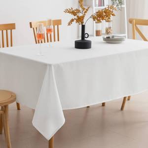 lot 1462 image: Amazon Basics Thin Rectangle Tablecloth, Water-Resistant Textured Fabric, Wrinkle Resistant, Washable Decorative Table Cover for Dining, Parties, 60 x 84, White, Pack of 1