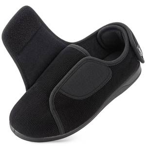 lot 1466 image: HomeTop Mens Corduroy Slippers Adjustable House Shoes Black,12 US