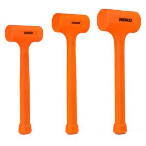 lot 1481 image: NEIKO 02888A Dead Blow Hammer Set, 3pc Neon Orange Deadblow Mallet, 1lb, 2lb, 3lb Hammers, Spark and Rebound Resistant, Unibody Molded, Checkered Grip