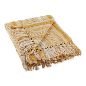 lot 1491 image: DII Braided Striped Throw Blanket, 50x60, Honey Gold on Cream