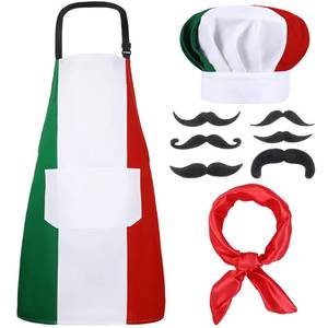 lot 2231 image: SEPGLITTER Italian Chef Costume Set, Italy Flag Apron Chef Hat Bandana Fake Beard for Italy Theme Parties Pizza Nights Backing Cooking Events Kitchen Gifts