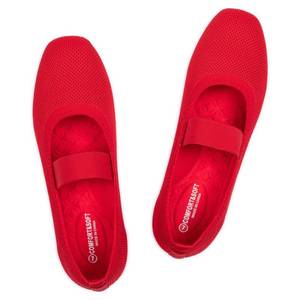 lot 2241 image: Frank Mully Womens Ballet Flats Slip on Casual Knitted Fabric Shoes Square-Toe Flats with Elastic Straps for Women