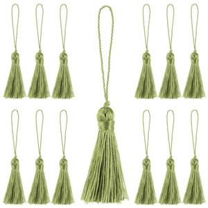 lot 2249 image: Fenghuangwu 48Pcs Mini Bookmark Tassels Handmade Keychain Silky Tassel