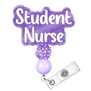 lot 2250 image: SEEVOR Student Nurse Badge Reel Retractable Nursing Badge Holder Nursing ID Clip for Nurses Students (Purple Student Nurse)