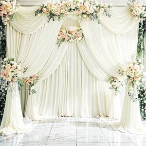 lot 2251 image: 4 Panels Ivory Backdrop Curtains for Wedding Party Wrinkle Free Backdrops Curtain Drapes Fabric Decorations Photo Back Drop Cloth for Baby Shower Photography Stage Reception 20ft(W) x 12ft(H)