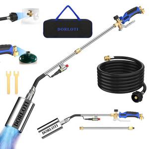 lot 3893 image: Propane Torch Weed Burner Kit, High Output with LongShort Mode & Storage Bag,12.5FT Hose Heavy Duty Blow Torch Flamethrower with Self Igniter and Turbo Trigger for Weeding,Roofing,Melting Ice,BBQ