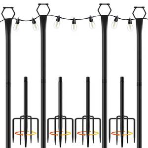 lot 3895 image: MIUVIBENI 4 Pack String Light Poles for Outside, 10Ft Light Poles for Outdoor String Lights, Adjustable Outdoor String Light Poles with Fork,Metal Fence Post for Patio,Backyard,Deck