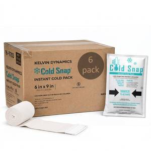 lot 3896 image: Cold Snap Instant Cold Packs with 1 Elastic Bandage, 6 Pack, Disposable 6 x 9, Fast-Acting Cold Therapy for Pain Relief, Swelling, Injuries & Muscle Recovery, Latex-Free