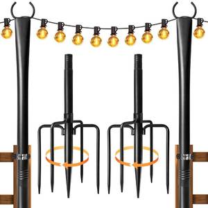 lot 3913 image: 2 Pack String Light Poles for Outside, Adjustable Metal Patio Light Poles