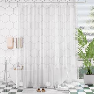 lot 3928 image: AmazerBath Extra Long Shower Curtain 90 Inches Long, Clear Premium PEVA Plastic 72x90 Inches, Tall Bathroom Curtain Heavy Duty with 3 Weighted Stones and 12 Grommet Holes