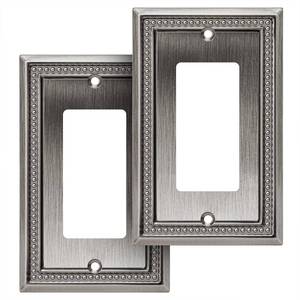 lot 4284 image: Henne Bery Sunken Pearls Heavy Duty Decorative Wall Plate Switch Plate Outlet Cover (Single Decorator, 2 Pack, Heirloom Silver)