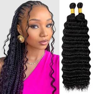 lot 4299 image: Eerya 18 Inch Deep Wave Curly Braiding Hair 2 Packs Boho Hair for Braiding