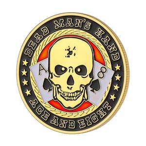 lot 4305 image: LuluCircle Poker Guard, Weights for Poker, Poker Gifts for Men, Poker Card Protector, Poker Accessories, Coin Collectibles, Poker Chips Coin with Plastic Case (Dead Mans Hand)