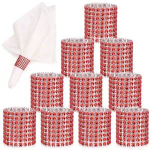 lot 4308 image: Eakor Mirilor 150pcs Napkin Rings, Bling Napkin Rings Buckles for Table Decorations, Dinner, Wedding, Party, DIY Decoration(Red)