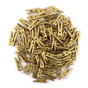 lot 4325 image: HEEHEE 100 PCS 1 Inch Gold Mini Clothespins Small Clothes Pin Natural Texture Wooden Clips for Food Package Clips Hanging Photo