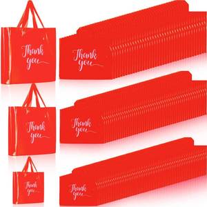 lot 5012 image: Teling 200 Pcs Thank You Shopping Bags with Handle,Red