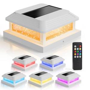 lot 5019 image: JOFIOS Solar Post Cap Lights, LED, Multi-Color, Plastic, Classic Style, Waterproof IP65, for 44.55 Inch Posts, Outdoor Patio (6, White)