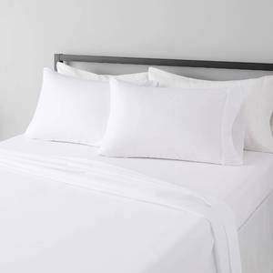 lot 5021 image: Amazon Basics Breathable, Machine Washable, Wrinkle Resistant Microfiber 4-Piece Bed Sheet Set with 14-Inch Deep Pockets, King, Bright White, Solid