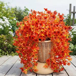 lot 5026 image: Kalevia Artificial Fake Hanging Flowers Plants for Outdoor Spring Summer Decoration, UV Resistant Look Real for Home Outside Planter Porch Decor (4, Orange)