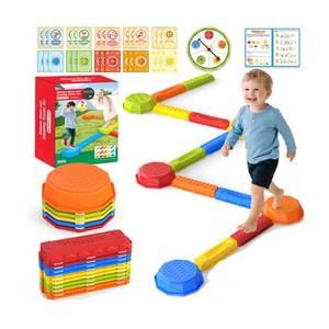 lot 5030 image: 15PCS Rainbow Stepping Balance Beam Stones for Kids Toddlers - Indoor & Outdoor Sensory Toys for Outside Play Games,Without Light Up&Music Non-Slip Jumping Blocks for Obstacle Course Boy Girl Gifts