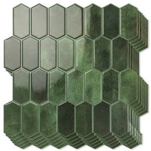 lot 5049 image: Art3d Hexagon Tile Peel and Stick Backsplash, 10-Pack, 12 x 12 Inch, Green