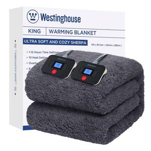 lot 5052 image: Westinghouse Electric Blanket King Size with 10 Heat Settings, Darkgrey